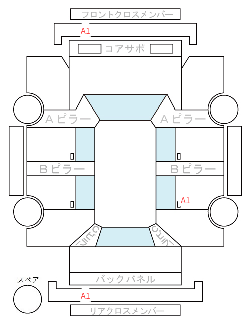 Body condition diagram (damage marks, Japanese labels)