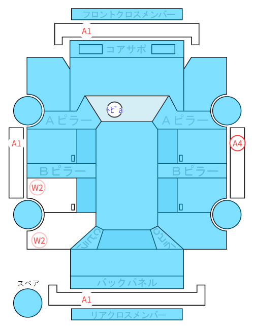 Body condition diagram (damage marks, Japanese labels)