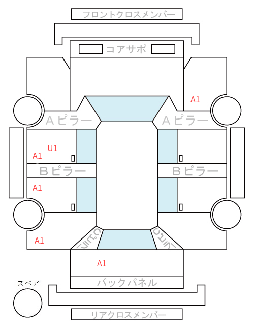 Body condition diagram (damage marks, Japanese labels)