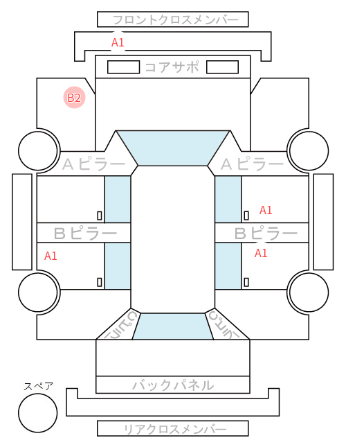 Body condition diagram (damage marks, Japanese labels)