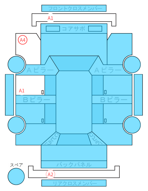 Body condition diagram (damage marks, Japanese labels)
