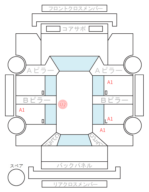 Body condition diagram (damage marks, Japanese labels)