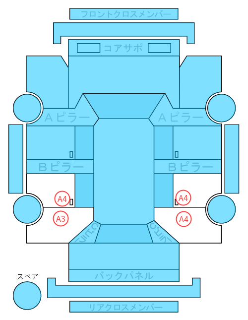 Body condition diagram (damage marks, Japanese labels)
