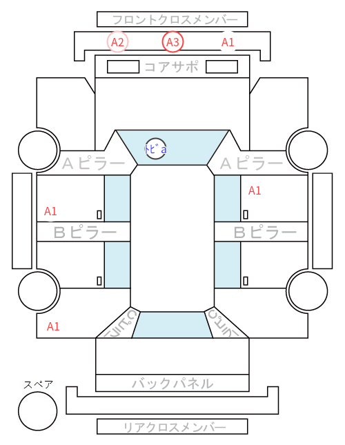 Body condition diagram (damage marks, Japanese labels)