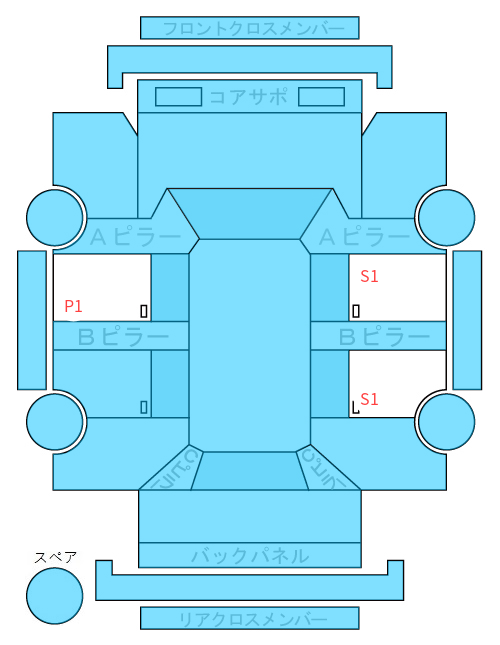 Body condition diagram (damage marks, Japanese labels)