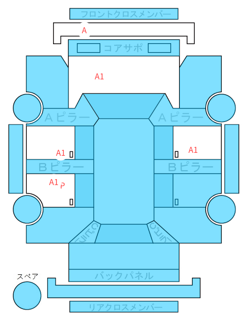 Body condition diagram (damage marks, Japanese labels)