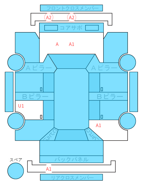 Body condition diagram (damage marks, Japanese labels)