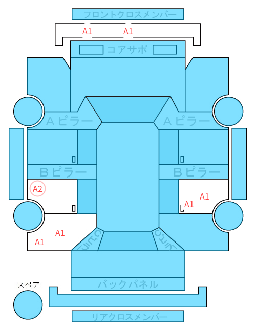 Body condition diagram (damage marks, Japanese labels)