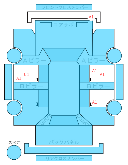 Body condition diagram (damage marks, Japanese labels)