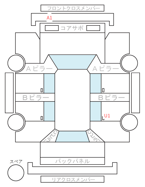 Body condition diagram (damage marks, Japanese labels)
