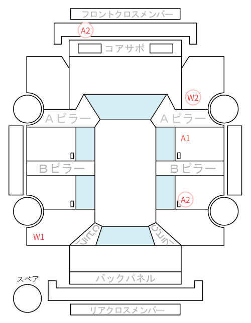 Body condition diagram (damage marks, Japanese labels)