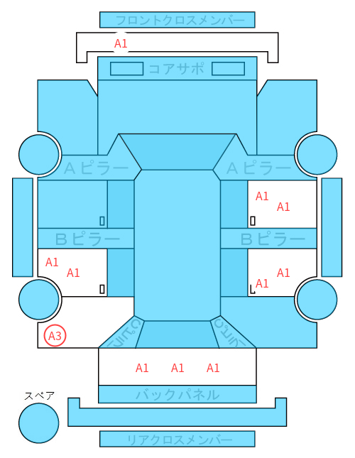 Body condition diagram (damage marks, Japanese labels)