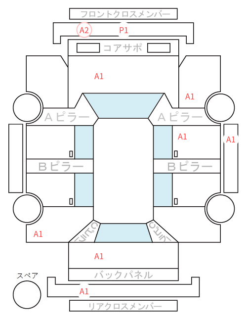 Body condition diagram (damage marks, Japanese labels)
