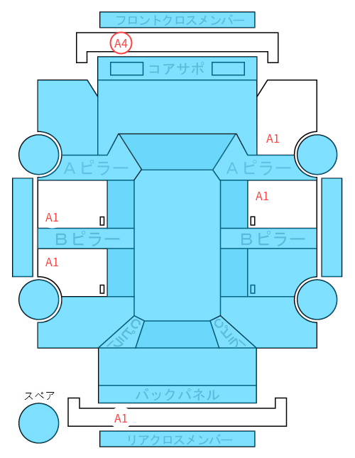 Body condition diagram (damage marks, Japanese labels)