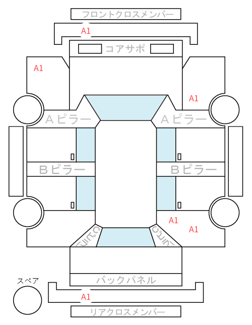 Body condition diagram (damage marks, Japanese labels)