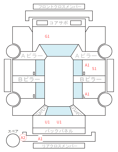 Body condition diagram (damage marks, Japanese labels)