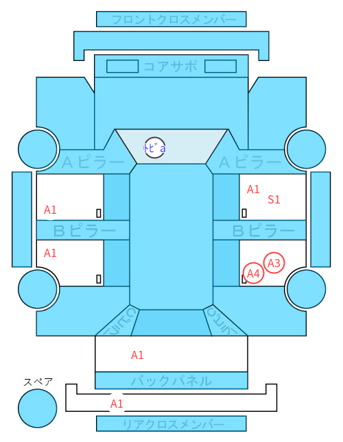 Body condition diagram (damage marks, Japanese labels)
