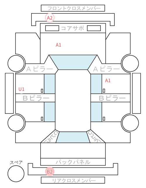Body condition diagram (damage marks, Japanese labels)