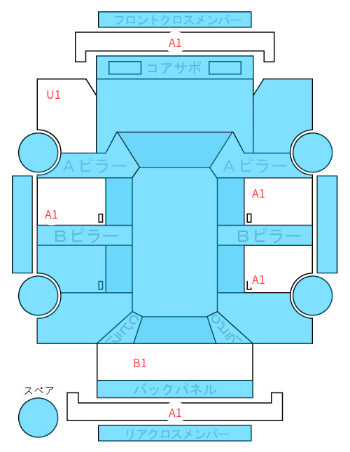 Body condition diagram (damage marks, Japanese labels)