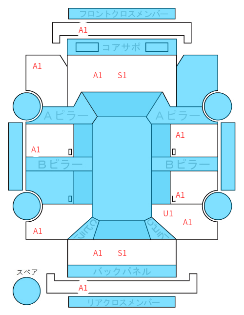 Body condition diagram (damage marks, Japanese labels)