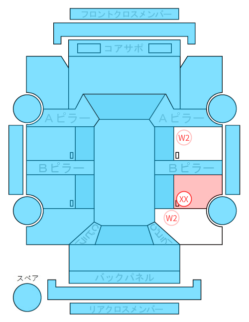 Body condition diagram (damage marks, Japanese labels)