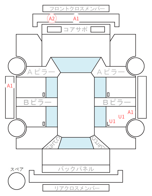 Body condition diagram (damage marks, Japanese labels)