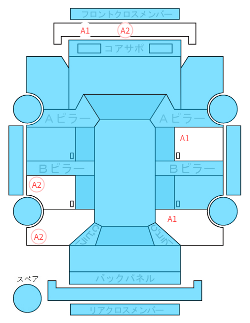 Body condition diagram (damage marks, Japanese labels)