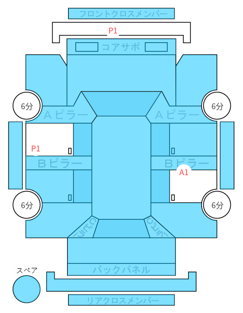 Body condition diagram (damage marks, Japanese labels)