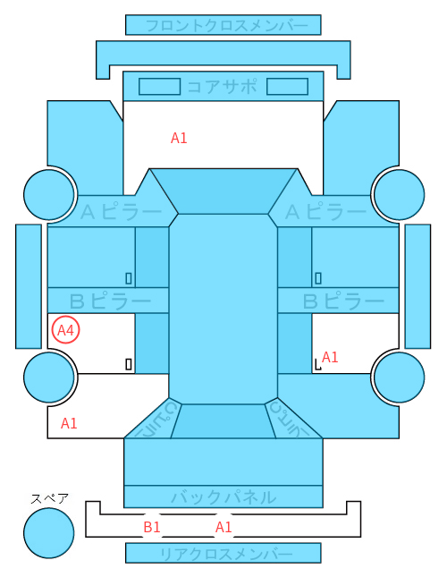 Body condition diagram (damage marks, Japanese labels)