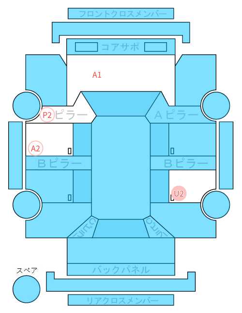 Body condition diagram (damage marks, Japanese labels)