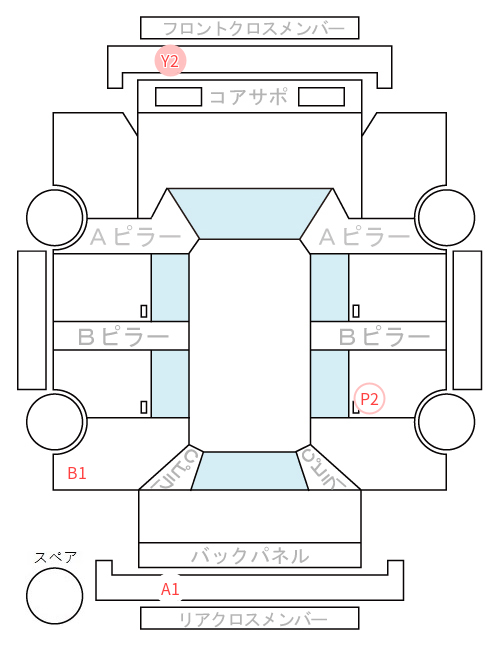 Body condition diagram (damage marks, Japanese labels)
