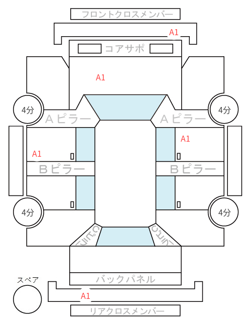 Body condition diagram (damage marks, Japanese labels)