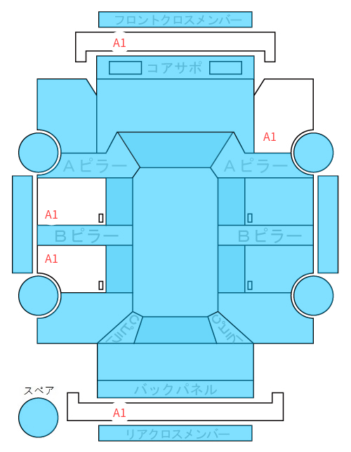 Body condition diagram (damage marks, Japanese labels)