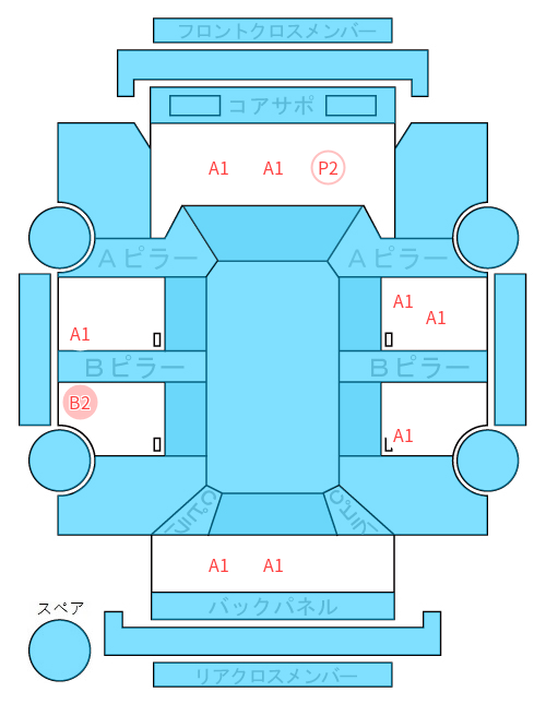 Body condition diagram (damage marks, Japanese labels)