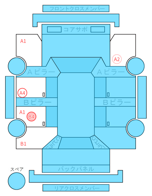 Body condition diagram (damage marks, Japanese labels)