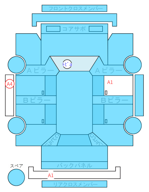 Body condition diagram (damage marks, Japanese labels)