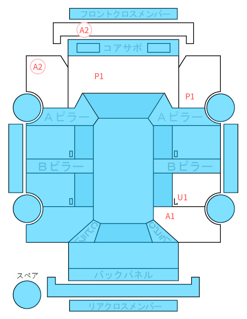 Body condition diagram (damage marks, Japanese labels)