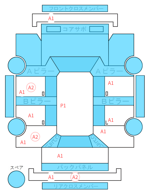 Body condition diagram (damage marks, Japanese labels)