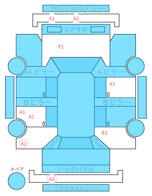 Body condition diagram (damage marks, Japanese labels)