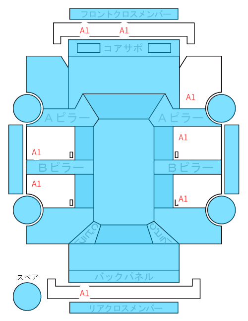 Body condition diagram (damage marks, Japanese labels)