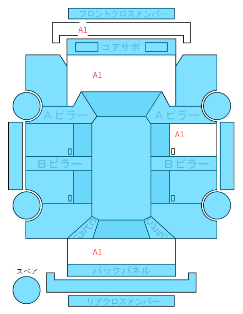 Body condition diagram (damage marks, Japanese labels)