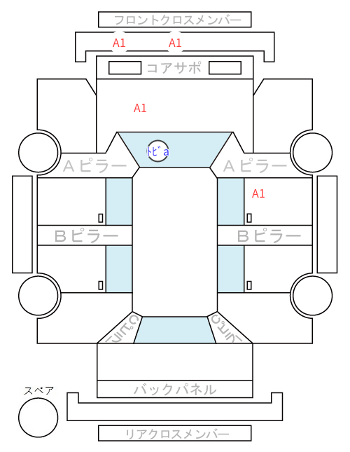 Body condition diagram (damage marks, Japanese labels)