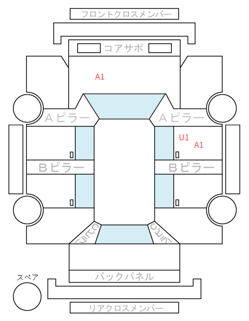 Body condition diagram (damage marks, Japanese labels)