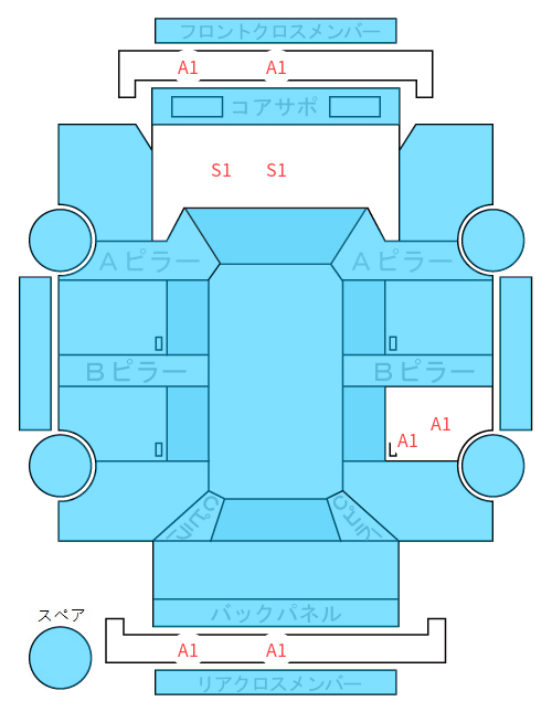 Body condition diagram (damage marks, Japanese labels)