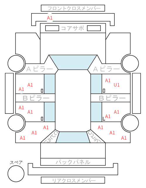Body condition diagram (damage marks, Japanese labels)
