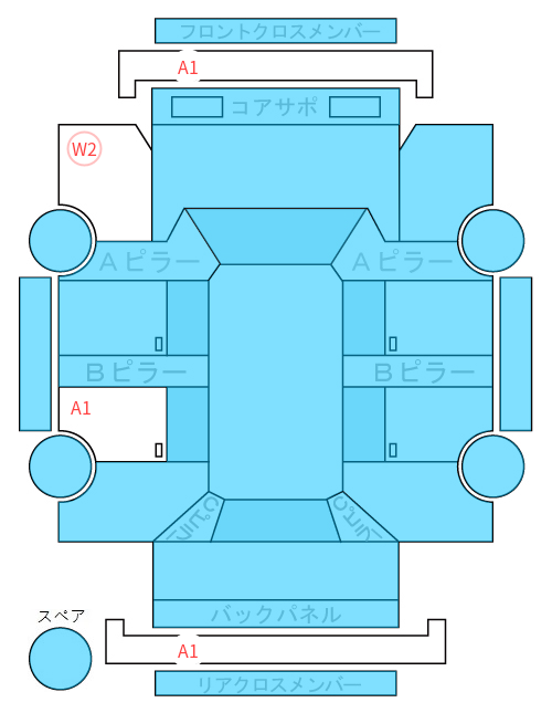 Body condition diagram (damage marks, Japanese labels)