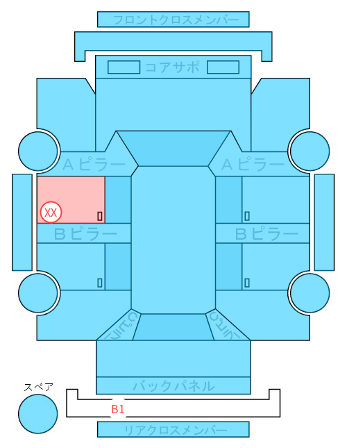 Body condition diagram (damage marks, Japanese labels)
