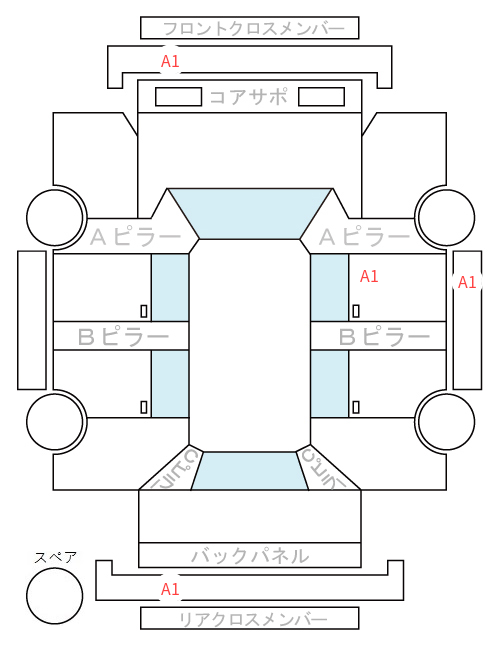 Body condition diagram (damage marks, Japanese labels)