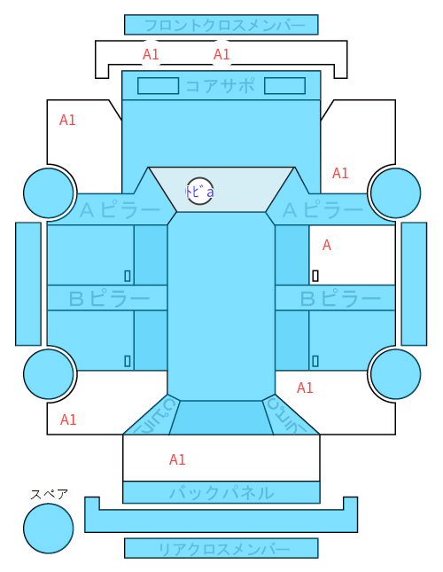 Body condition diagram (damage marks, Japanese labels)