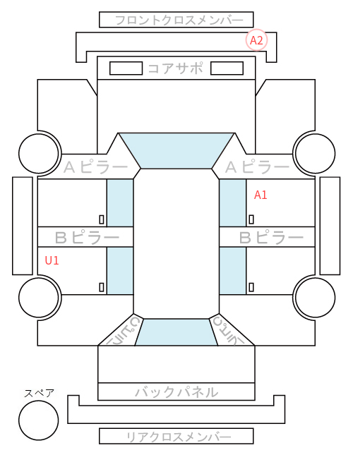 Body condition diagram (damage marks, Japanese labels)